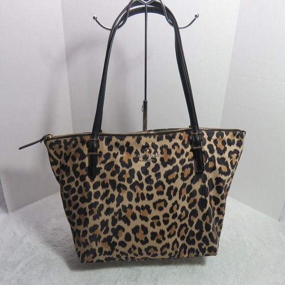 Kate Spade Set Schuyler Brown Leopard Print Shoulder Handbag Purse Card & Wallet - Picture 5 of 10